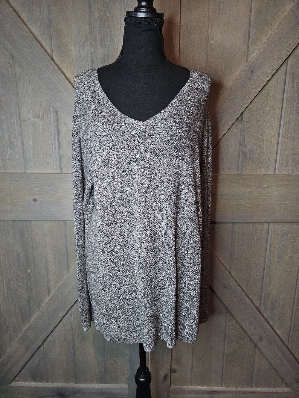 Gap Marled Gray V-Neck Long Sleeve Sweater Tunic XL